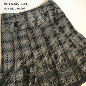 Size M, Miss Nikky skirt, plaid and beaded